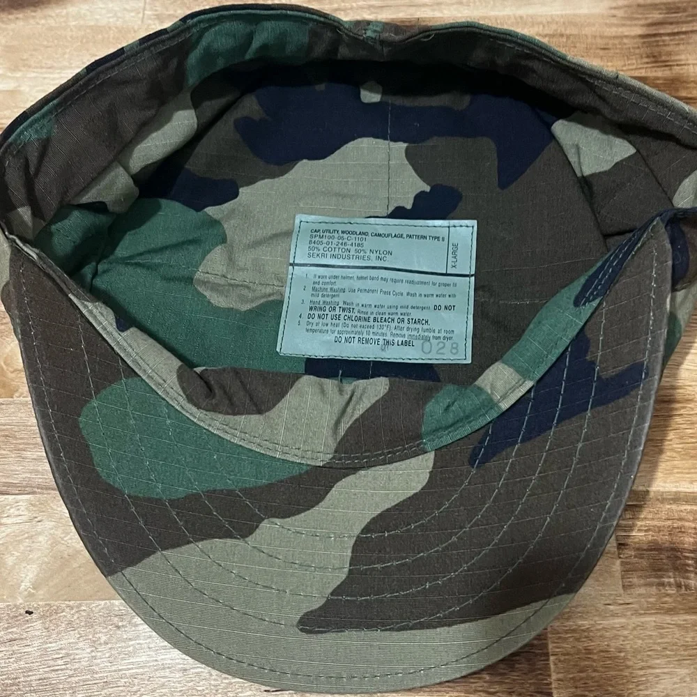 Military Cap, Utility, Woodland, Camouflage, Pattern Type II ~ X-Large - Picture 4 of 5